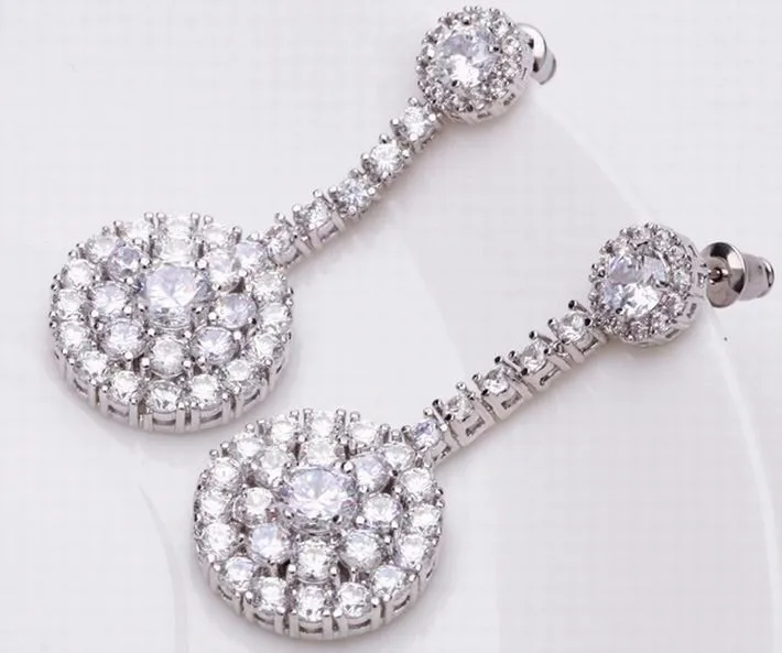 Cubic Zirconia Wedding Drop Earrings For Women 18k Gold Plated Evening Party Bridal Dangle Earring Fine Jewelry Brincos Pingents   2