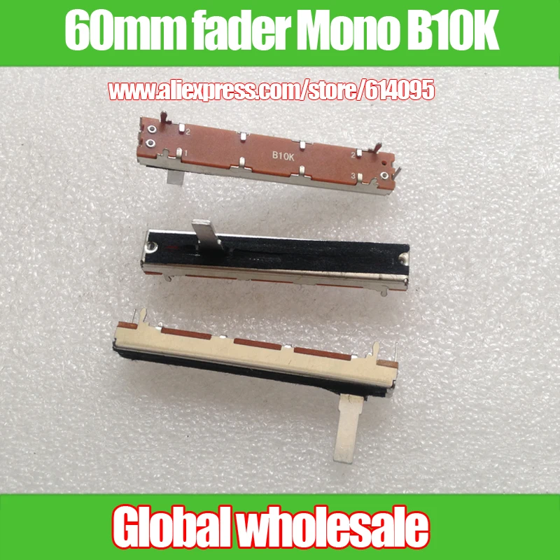 

1pcs SC4521N 10KB B10K 60MM slide push-pull potentiometer mono fader / stroke 45MM mixer fader 3 foot / handle length 15MM