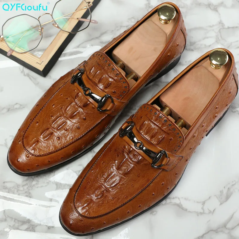 

QYFCIOUFU New 2019 Fashion Men Shoes Italian Crocodile Pattern Slip-on Crocodile Pattern High Quality Formal Male Office Shoes