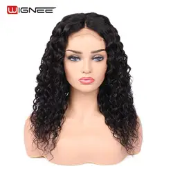 Wignee Lace Front Human Hair Wig for Black/White Women Preplucked Brazilian Water Wave Remy Wig 4*4 Lace Frontal Deep Curly Wig Wignee Lace Front Human Hair Wig for Black/White Women Preplucked Brazilian Water Wave Remy Wig 4*4 Lace Frontal Deep Curly Wig