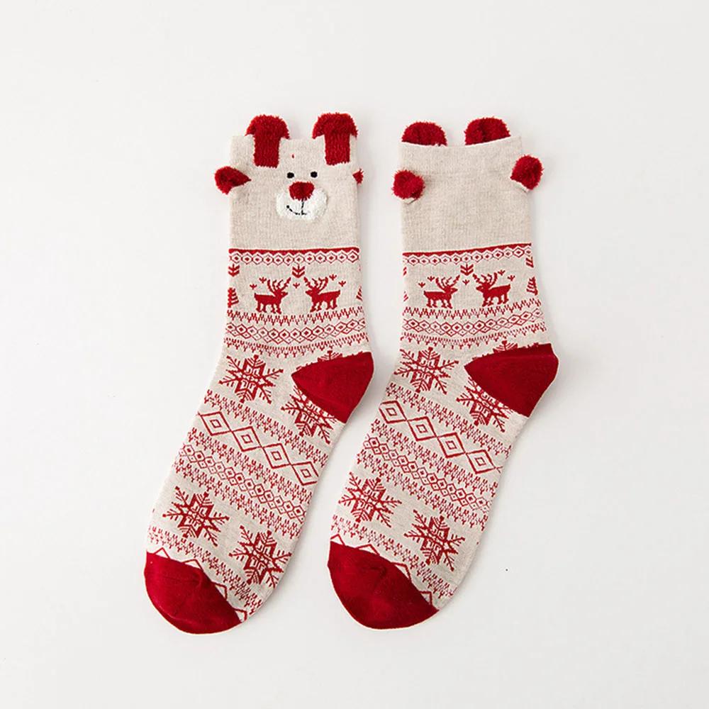 Новинка года; женские носки; зимние теплые рождественские подарки; стерео-носки из мягкого хлопка; милые носки с Санта-Клаусом и оленем; милые рождественские носки