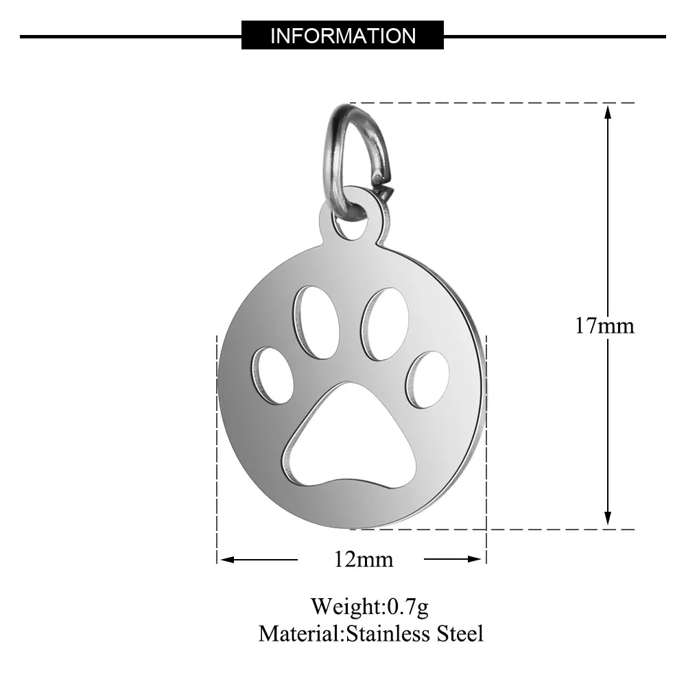 5 шт./лот нержавеющая сталь Pet Paw амулеты VNISTAR полированное ожерелье с подвеской в виде собачьей лапки кулон DIY ювелирные изделия