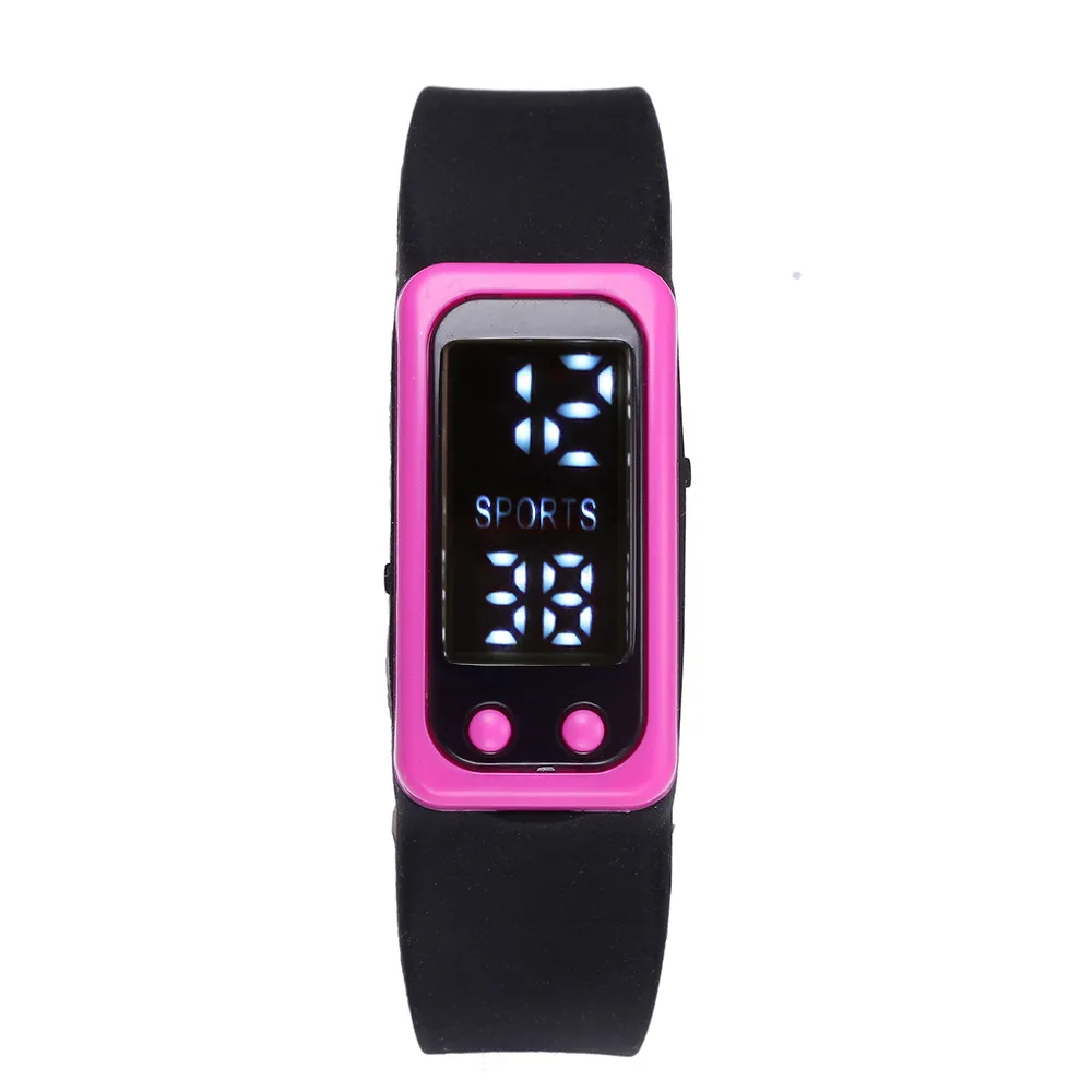 Женские часы с шагомером браслет счетчик калорий цифровой ЖК-дисплей расстояние ходьбы Reloj Inteligente Mujer женские часы - Цвет: Hot Pink