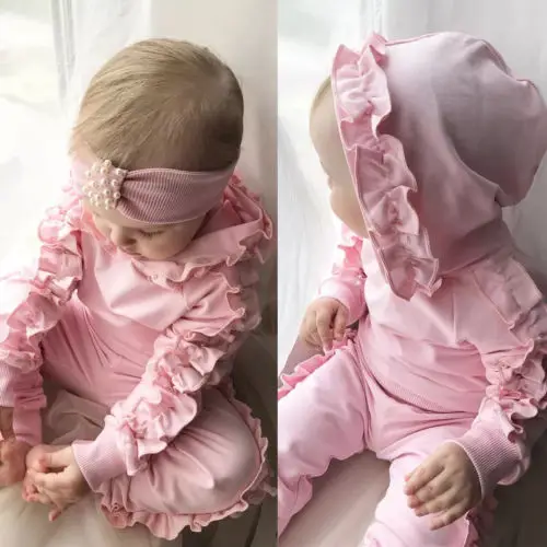 

Stock Spring Fashion Kids Baby Girl Infant Clothes T-shirt Ruffled Top Pants Cute Outfit Sets Lovely Tracksuit