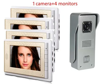 

XINSILU New arrival TFT 7 inch LCD monitor video door phone 1 to 4 intercom system white Security doorbell