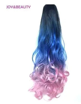 JOY& BEAUTY, высокотемпературное волокно, Синтетические длинные волнистые конский хвост, цвет Омбре, 22 дюйма, заколки для наращивания волос - Цвет: #99