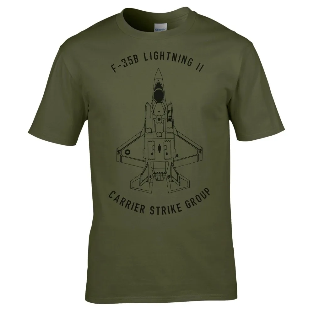 

Mens Brand Designs Slim Fit Crew Neck F-35B Lightning Ii T-Shirt Carrier Strike Group Aircraft Raf Mens Top Tee Shirt