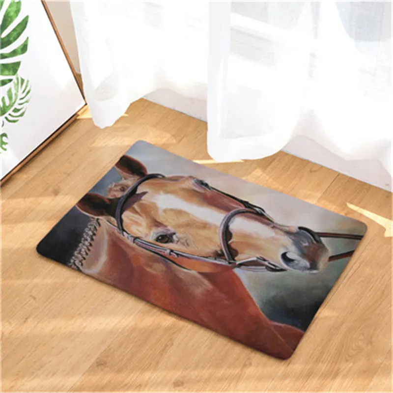 Приветственный напольный коврик лошадь печати фланель коврик для прихожей 40x60 см/50X80 см Кухня ковер Ванная комната Нескользящая лента - Цвет: 10