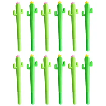 

12 Pack Creative Kawaii Cactus Rollerball Pens 0.5mm Black Ink School Office Gel Pen Random Color