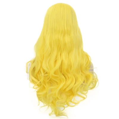 Charisma синтетический парик на кружеве 26 дюймов длинные объемные волнистые светлые парики бесклеевые термостойкие волокна парики для черных женщин - Цвет: Цвет: желтый
