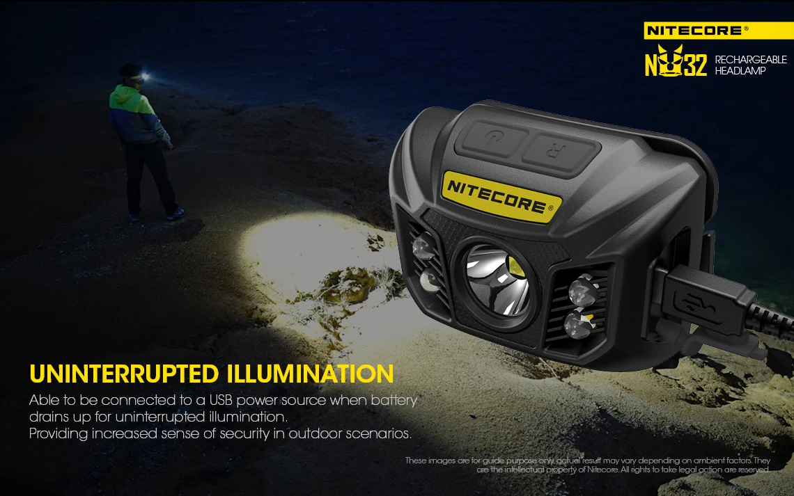 Nitecore налобный фонарь NU32 CREE XP-G3 S3 светодиодный 550 люмен высокопроизводительный перезаряжаемый налобный фонарь встроенный литий-ионный аккумулятор