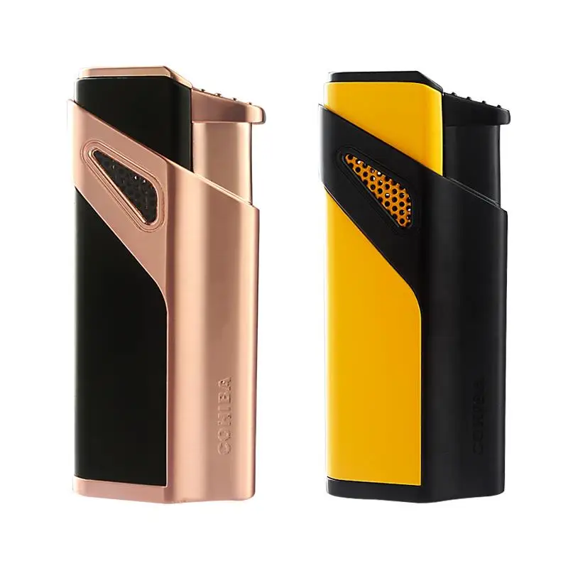 

COHIBA Fashion Lighters Windproof Lighter Refillable 3 Torch Jet Blue Flame Metal Cigar Lighter Lighter With Punch