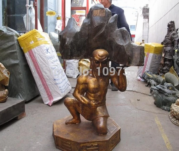 

bir 002874 40"China Fairy tale Myth Bronze Taishan kung fu Hill Mountain God Buddha statue