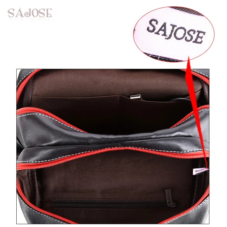 Рюкзак школьный женский модный кожаный консервативный стиль Женская сумка через плечо для девочек Черная подвеска Дамская многофункциональная USB нагрудная сумка