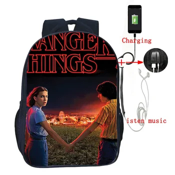 

New 2019 Stranger Things Multifunction Backpack USB Charge Laptop Backpack School Bags for Teenagers Boys Girls Casual Travel Ru