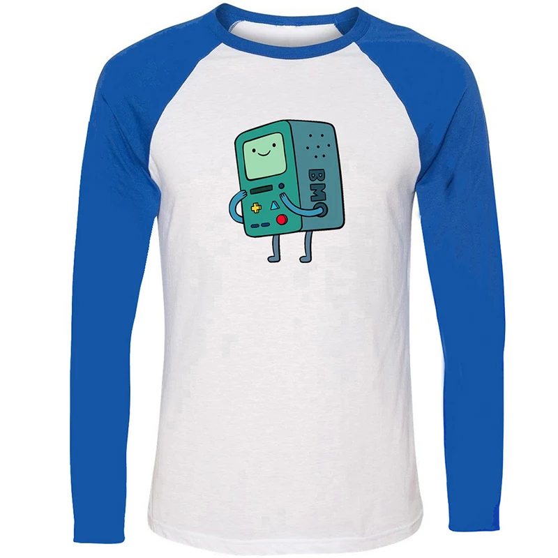 

Adventure Time Beemo BMO The Ice King Cartoon Cute Elephant and Mouse Gray Design Mens Printing T-shirt Graphic Long Sleeves Tee