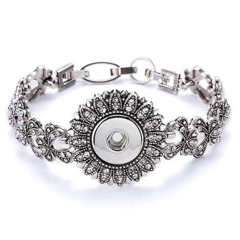 Rhinestones Silver or Gold Plated Floral Bracelet Women Fashion Jewelry 2.5/" New