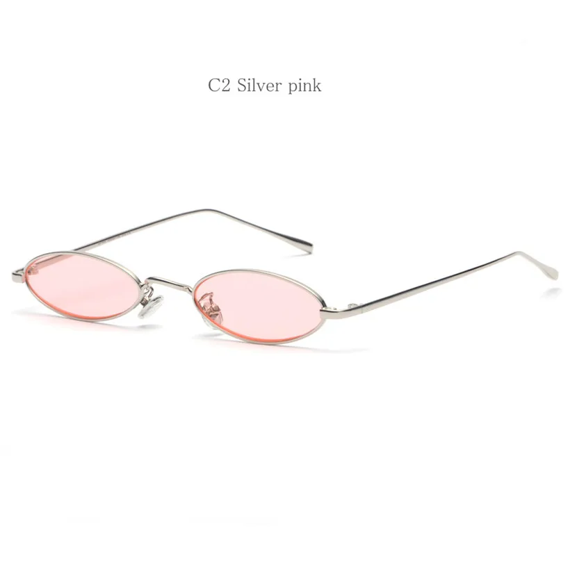 YOOSKE маленькие овальные солнцезащитные очки для женщин и мужчин роскошные круглые солнцезащитные очки ретро металлическая оправа прозрачные красные розовые очки - Цвет линз: pink