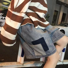 Летняя новая Корейская версия тренда тонких моделей пары свободные наклейки MatchThe color FivePoints мужские повседневные джинсы