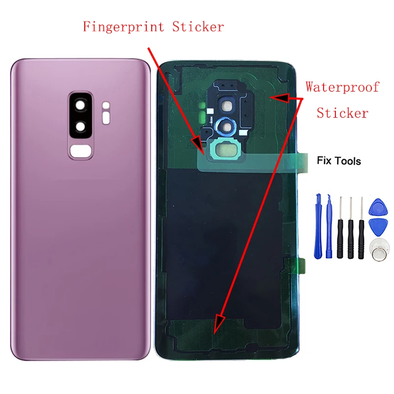 1 шт. для samsung Galaxy S9 G960 G960F S9 Plus G965 G96F Задняя крышка батареи Задняя стеклянная дверь Корпус чехол+ объектив для рамы камеры IMEI