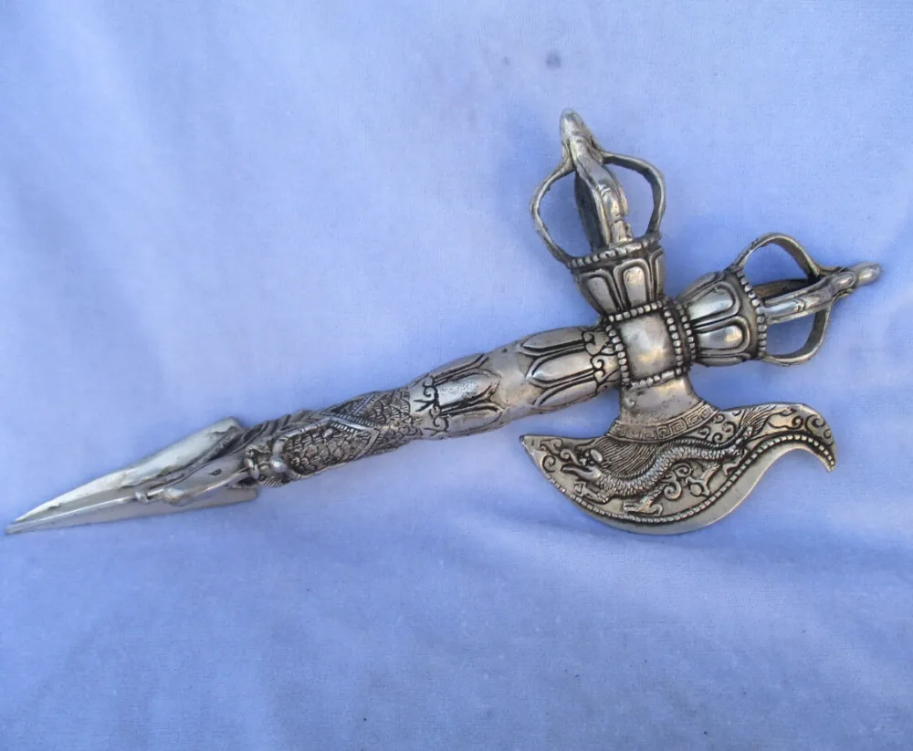 

Collectible Old Handwork Tibet silver Buddhist Sword /Ritual Dagger statue from tibetan ,Long 12inch