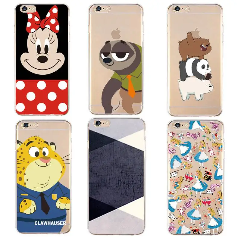 Bear Soft Clear TPU Phone Case For iPhone 4/4s 5 5s 6 6plus 7 8plus x Silicone Flash Minnie Coque Cover Free Shipping | Мобильные