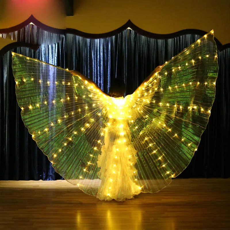 

Hot-Selling Bellydancing LED Isis Wings Nice Oriental Dance Accessory LED Wings Sexy Stage Show Props Wings Yellow Color