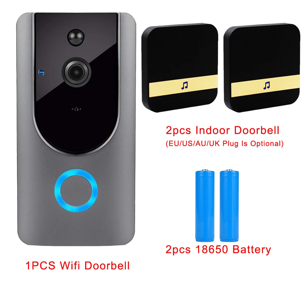 Yiktree 720P WiFi безопасности дверной Звонок визуальная запись Низкое энергопотребление удаленный домашний мониторинг ночного видения Видео дверной телефон - Цвет: Package 7
