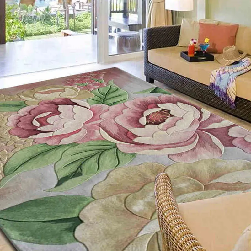 

Alitextilebtoc Floral Famous Carpet Modern Art Thicken Carpets For Parlor Living Room Bedroom Home Decor 100% Wool Carpets