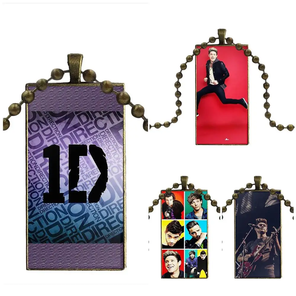 

EJ Glaze Boy Band One Direction 1d Zayn Malik For Child Glass Pendant Necklace Handmade Half Pendant Rectangle Necklace