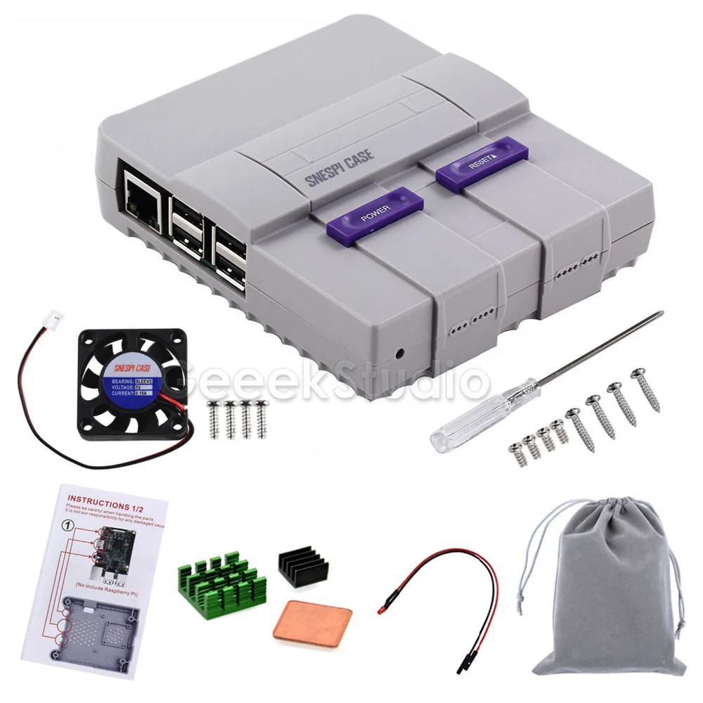 

Original SNESPi Case NES Style NESPi Case Enclosure Kit with Cooling Fan Heatsinks Compatible with Raspberry Pi 3 / 2 Model B