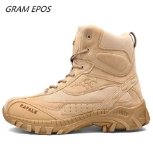 Мужские Военные Тактические Сапоги; сезон весна-осень; сезон осень-зима; водонепроницаемые кожаные армейский ботинки; Безопасная рабочая обувь для пустыни; армейские ботильоны