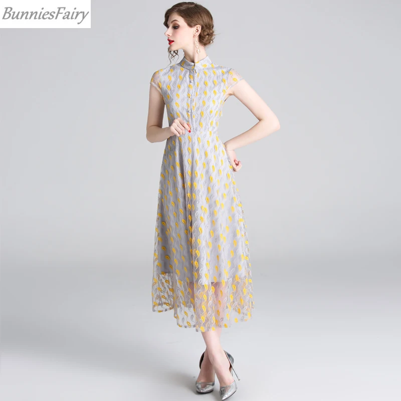 BunniesFairy 2019 летнее женское элегантное платье средней длины в китайском стиле с