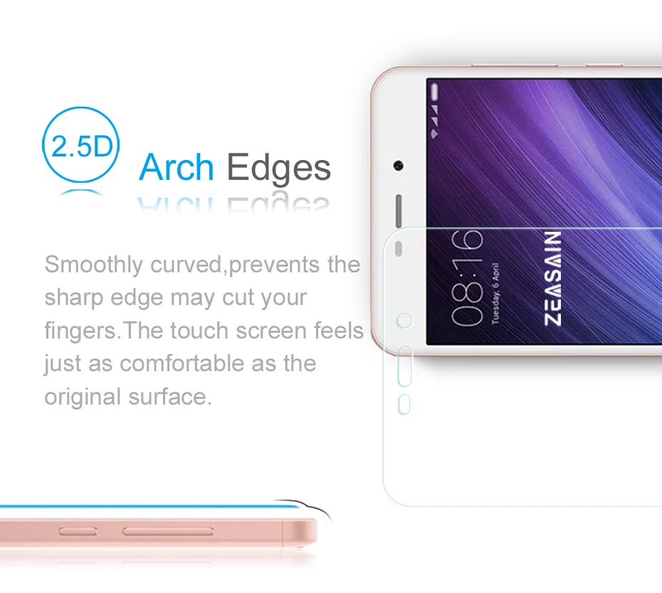 [2 Pack] Original ZEASAIN 2.5D Tempered Glass Screen Protector For xiaomi redmi 4a redmi4a Xiomi Toughened Protective Film (1)