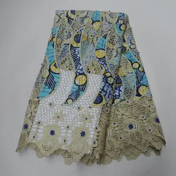 

Latest African Guipure Lace Fabrics Embroidered High Quality Water Soluble Lace Double Color Cord Lace Fabric -J5