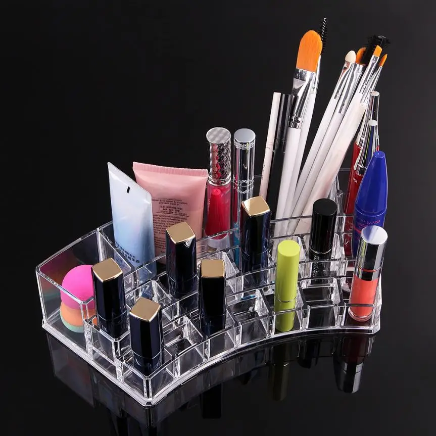 

Larger Clear Acrylic 19 Lattices Lipsticks Cosmetic Holder Makeup Brush Jewelry Organizer Box Makeup Tool Dropshipping #F