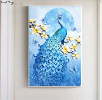 

2019 Factory Direct Sale New Style Handmade Peacock 5D DIY Diamond Painting Cross-Stitch Wonderful Home Decoration Wall Sticker