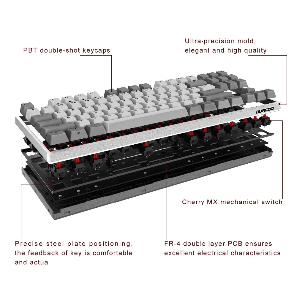 Механическая клавиатура DURGOD [Cherry MX коричневый] NKRO 87 ключ анти-ореолы игровая клавиатура для геймера/машиниста/офиса-qwerty-макет