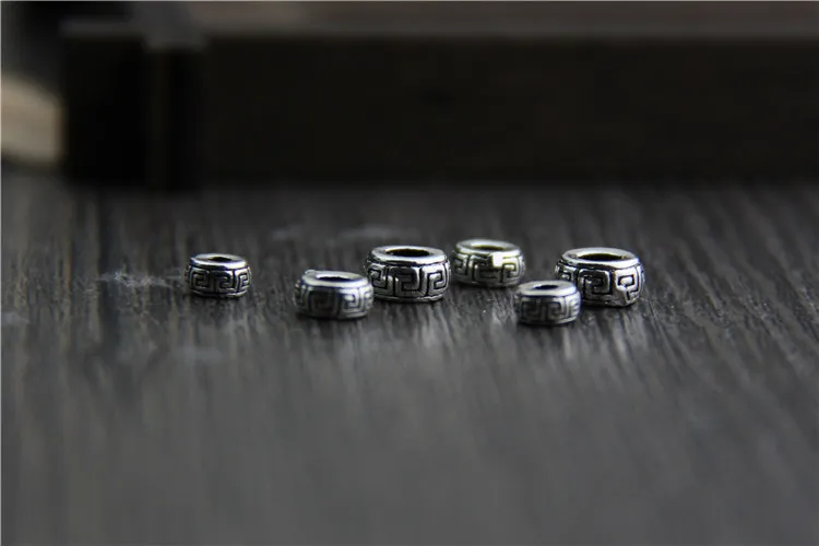 Настоящие 925 пробы серебряные отдельные бусины-разделители для браслета и ожерелья, Ретро свободные бусины, ювелирные изделия, аксессуары