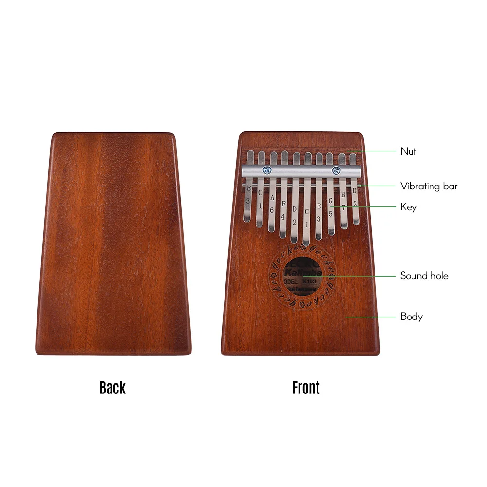 GECKO K10S портативный 10 клавишный большой палец пианино калимба Mbira дерево красного