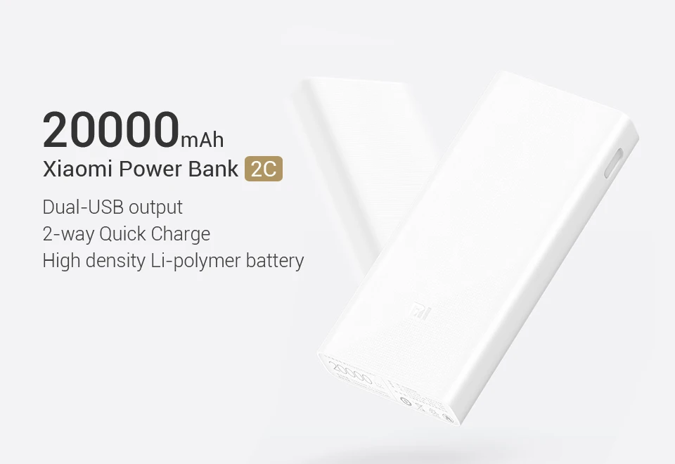 Xiao mi power Bank 2C 20000 mAh внешняя батарея портативное зарядное устройство Dual USB QC3.0 mi 20000 mAh power bank