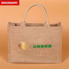 100x натурального джута хозяйственная сумка с мягкими ручками с логотип печать