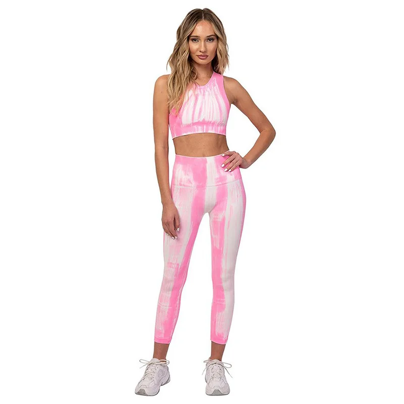 

2019 NEW Yoga Set Woman Sportswear Fitness Sport Suit Tracksuit Women Printing Yoga Leggings Workout Clothes Gym Clothing