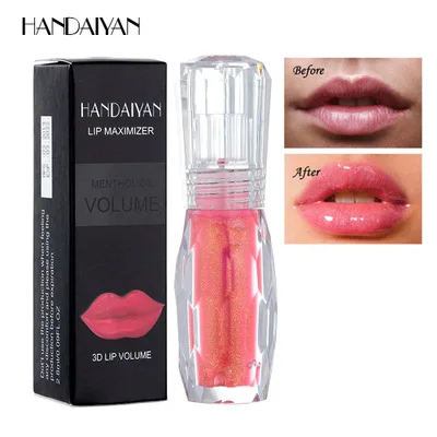 HANDAIYAN Moisturizer Plumper Lip Gloss Long Lasting Sexy Big Lips Pump Transparent Waterproof Volume Vivid Colorful Lipgloss