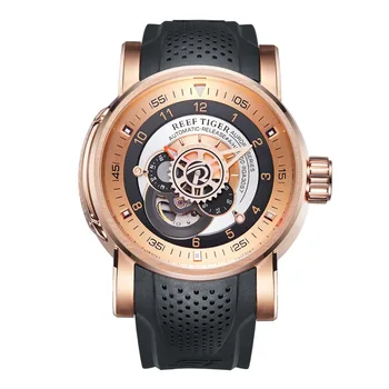 

Reef Tiger Mens Watches Mechanical Silicone Sport Wristwatch Business Luxury Waterproof Watch Men relogio masculino RGA30S7-PPB