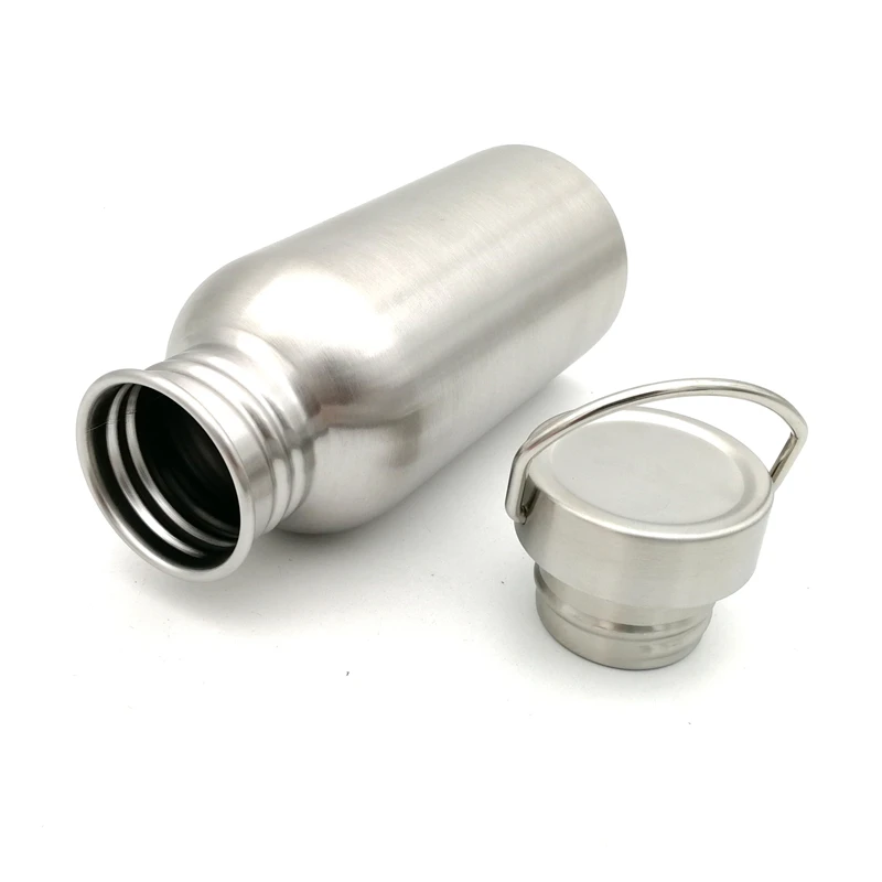 Bushcraft Water Bottle 350/500/750ml with Hook Stainless Steel Flask Wide Mouth Jar Leak-Proof for Camping Picnic Hiking