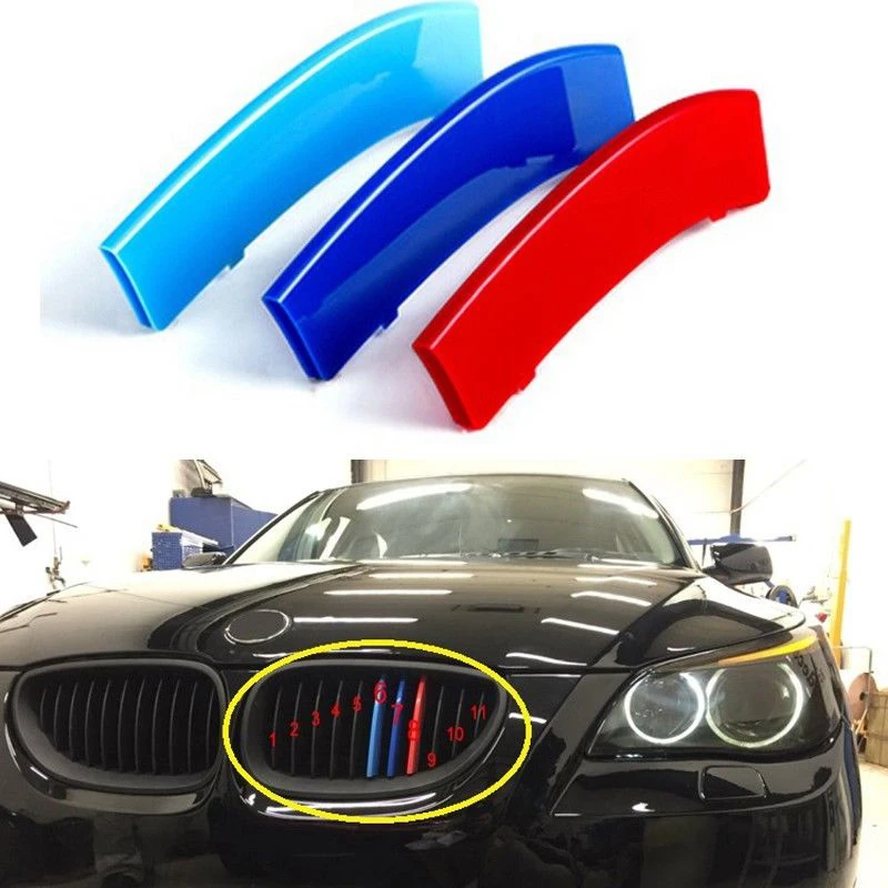 

Front Grille Trim Cover For BMW 5 E60 04-10 M Styling Decor Striped Vehicle