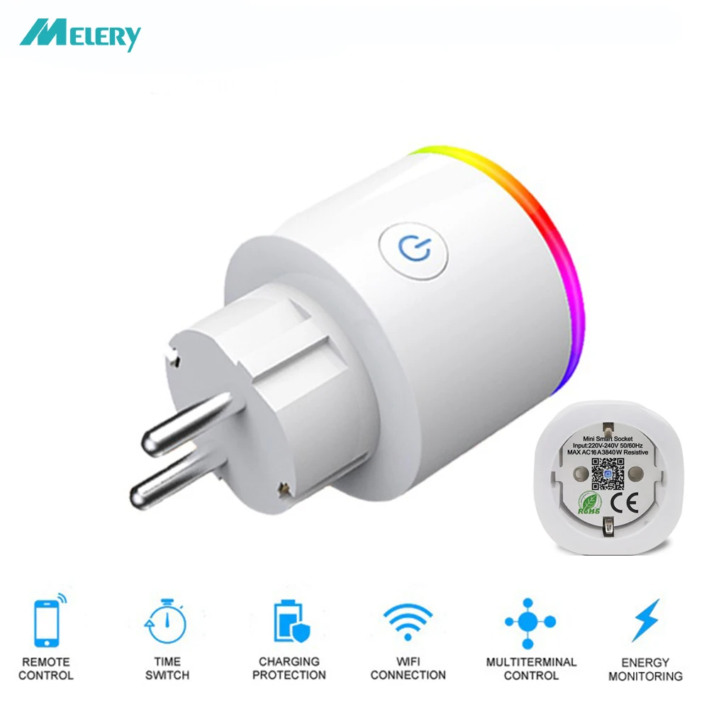 

Wifi Smart Plug Mini Homekit EU Socket Energy Monitoring 15A EU Smart Socket Voice Control Works with Amazon Alexa Google Home