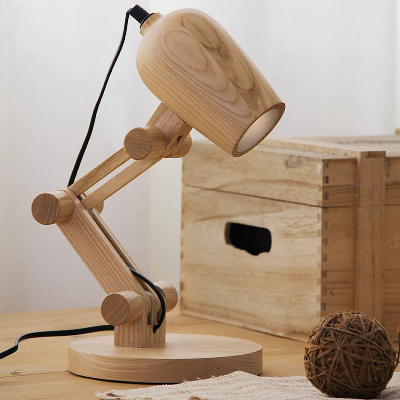 Newest Design Wood Table lamps Desk light Living Room Bedroom Decor 110-240V solid wood table lighting (6)