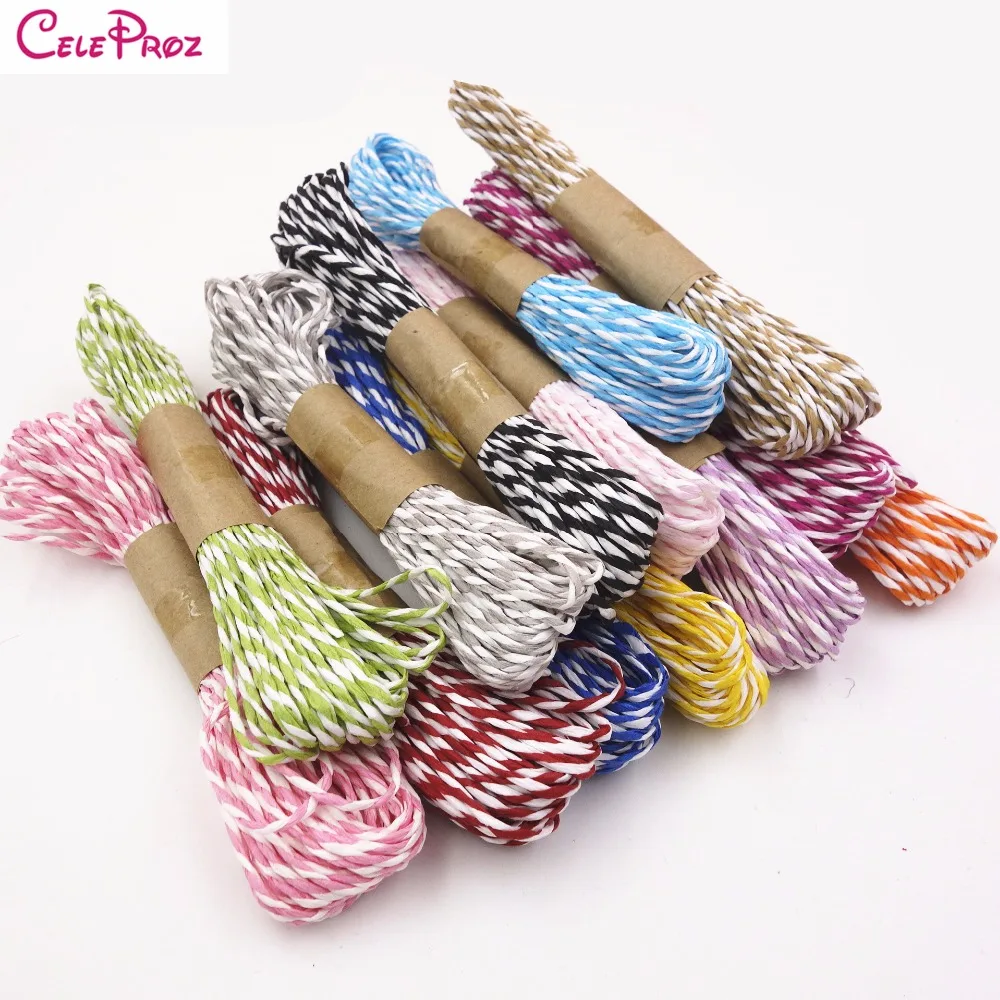 10M/PC Twisted Dual Color Paper Jute Raffia Rope DIY Craft Giftbox